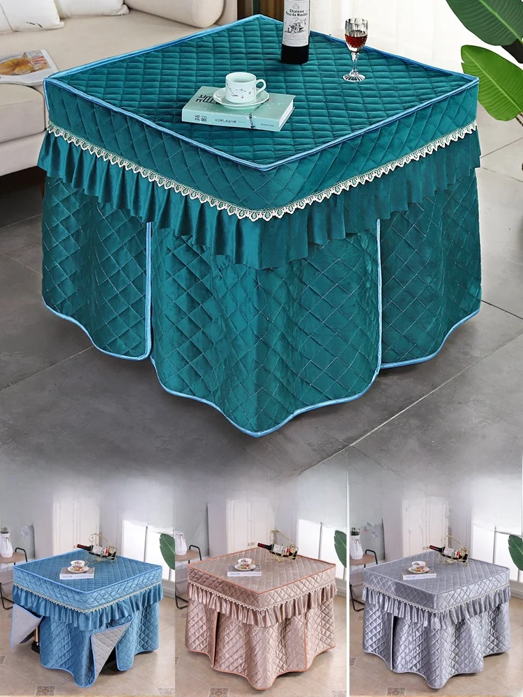 

Утолщенная флисовая накидка на стол с подогревом, европейский стиль, чехол для микроволновой печи, пылезащитный чехол для зимнего домашнего декора из ткани