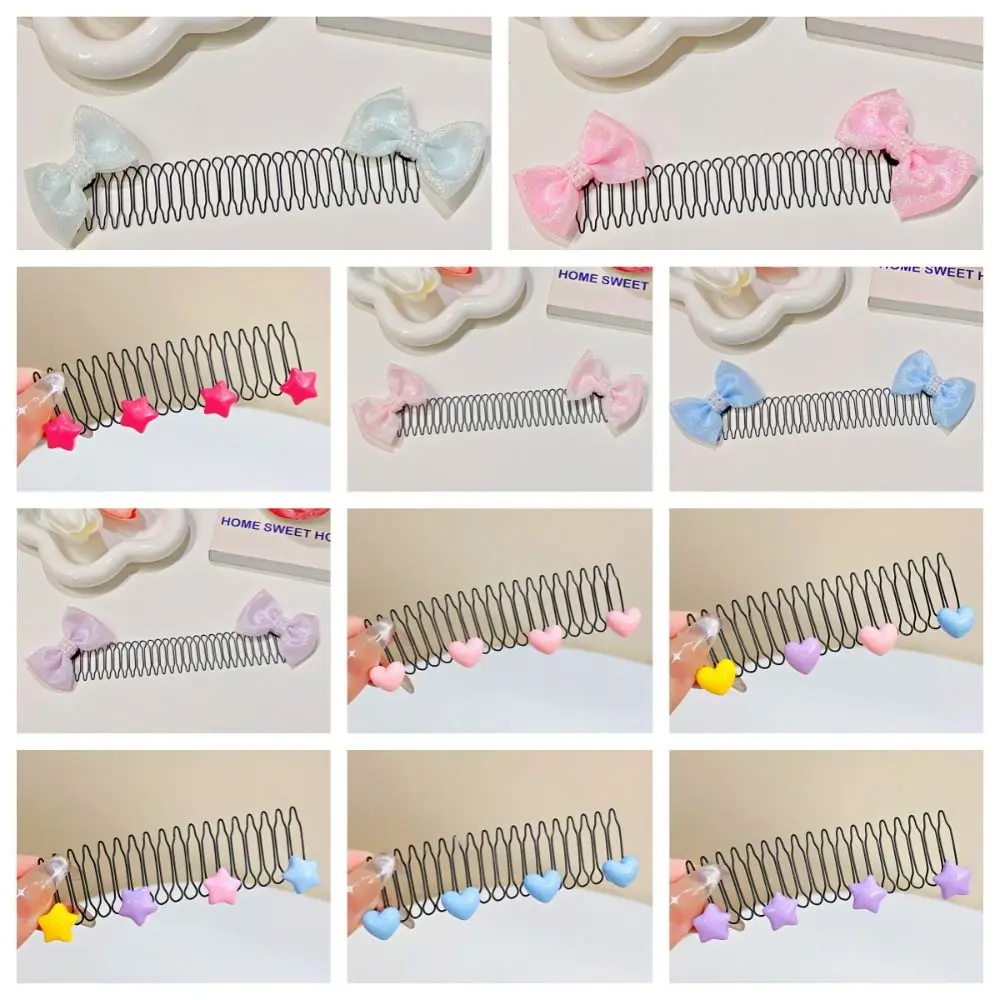 Invisible Broken Hairpin Women Bow Heart Hair Clip Kids Tiara Tools Curve Needle Bangs Fixed Insert Comb Styling Accessories