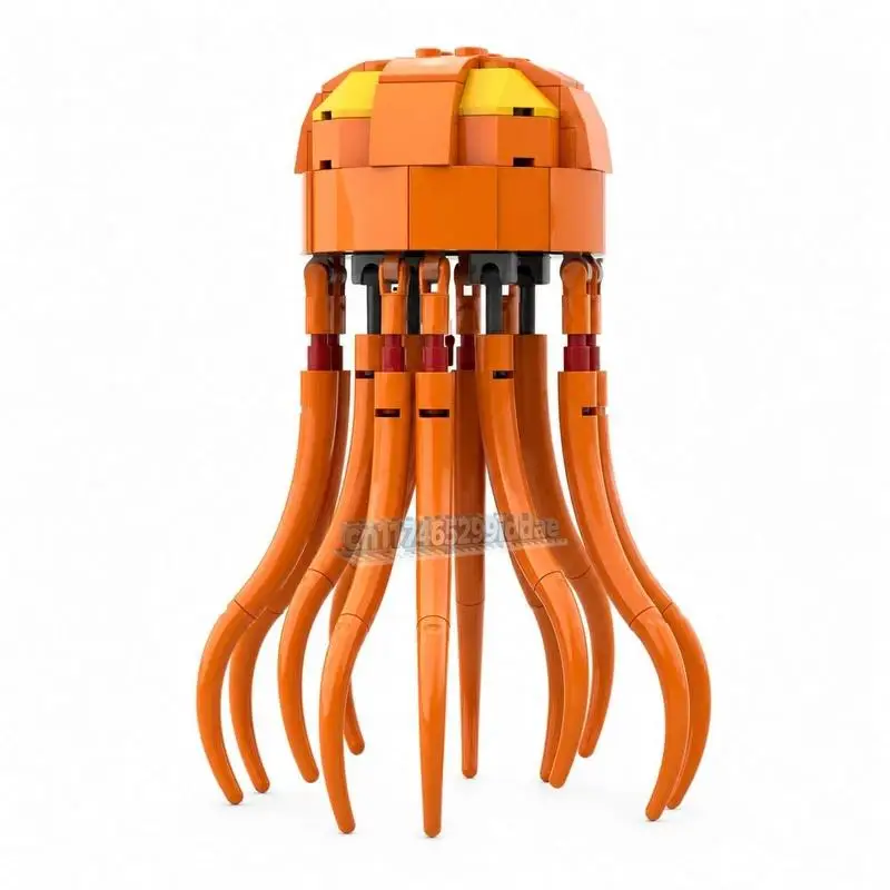 114PCS Ocean Jellyfish Sea Creature MOC Custom Puzzle Architecture DIY Assembly Model Toy Building Blocks Popular Display Gift