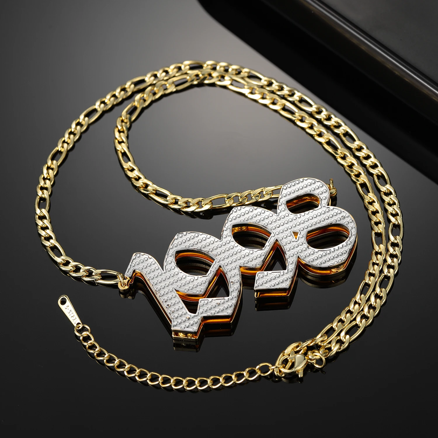 Two-Color Custom Year Necklace Double Layer Stainless Steel Pendant Personalized Date Necklace Commemorative Gift for Men Women