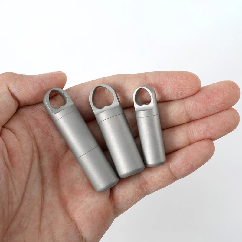 Mini sello impermeable de acero inoxidable 304, contenedor portátil para pastillas, lata sellada, llavero de botellas de almacenamiento