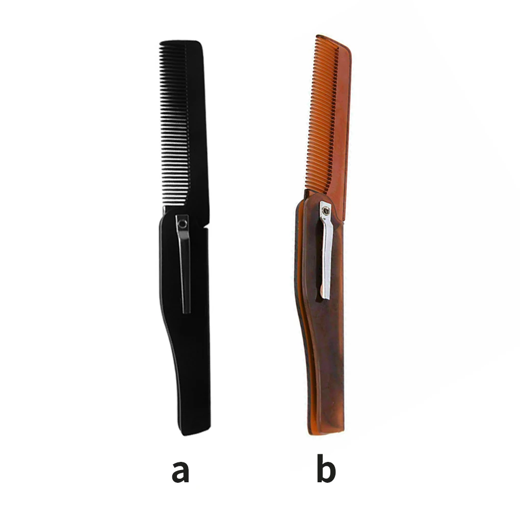 Beard Comb Pocket Folding Comb Men‘’s Beard Portable Grooming Tool Face Care Gadget, Coffee