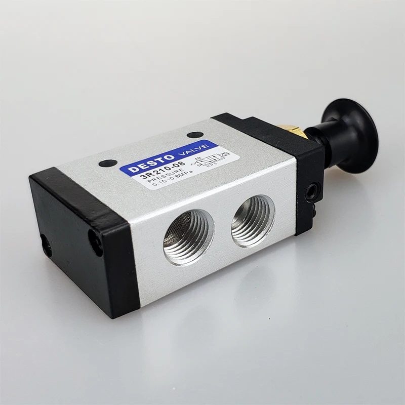 1 قطعة دليل اليد سحب دفع الملف اللولبي صمام 3 ميناء 2 موقف ثقب العادم G1/4 "تدفق الهواء الموضوع هوائي الألومنيوم اليد العودة