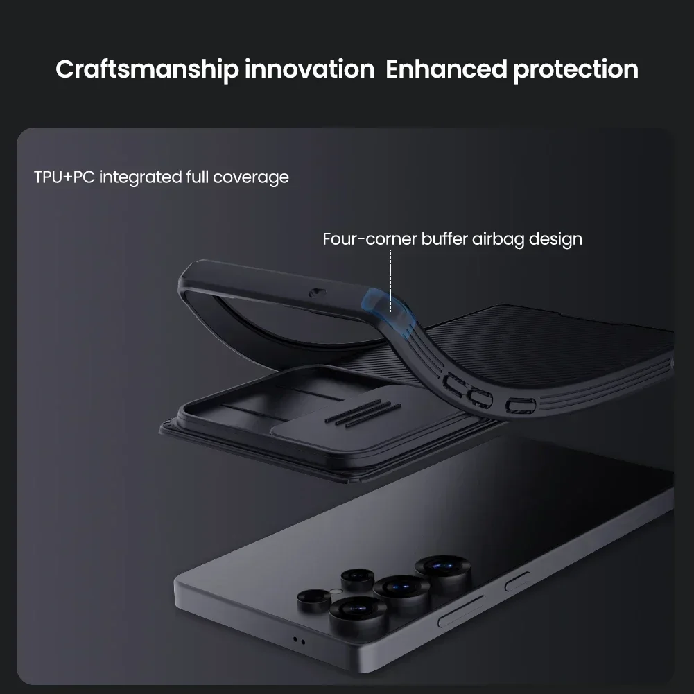 NILLKIN Magnetic Case for Samsung Galaxy S25 Ultra, Slide Cover for Camera, Privacy Protection, Non-Slip Shell, Shock Proof