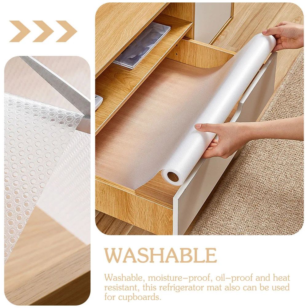 

2 Rolls Waterproof Shelf and Cabinet Liners Translucent Kitchen Drawer Refrigerator Mats Non-Slip Washable Protection Mats