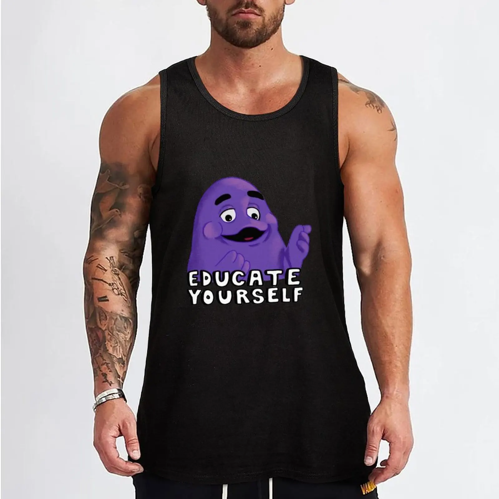 Grimace educate yourself Tank Top Fitness men clothing muscular man sleeveless gym shirt man fitness