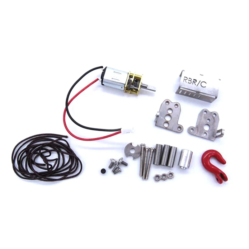 Metal RC Automatic Winch With Control Cable For WPL C14 C24 C34 MN D90 MN99S 1/12 1/14 1/16 RC Car Upgrade Accessories