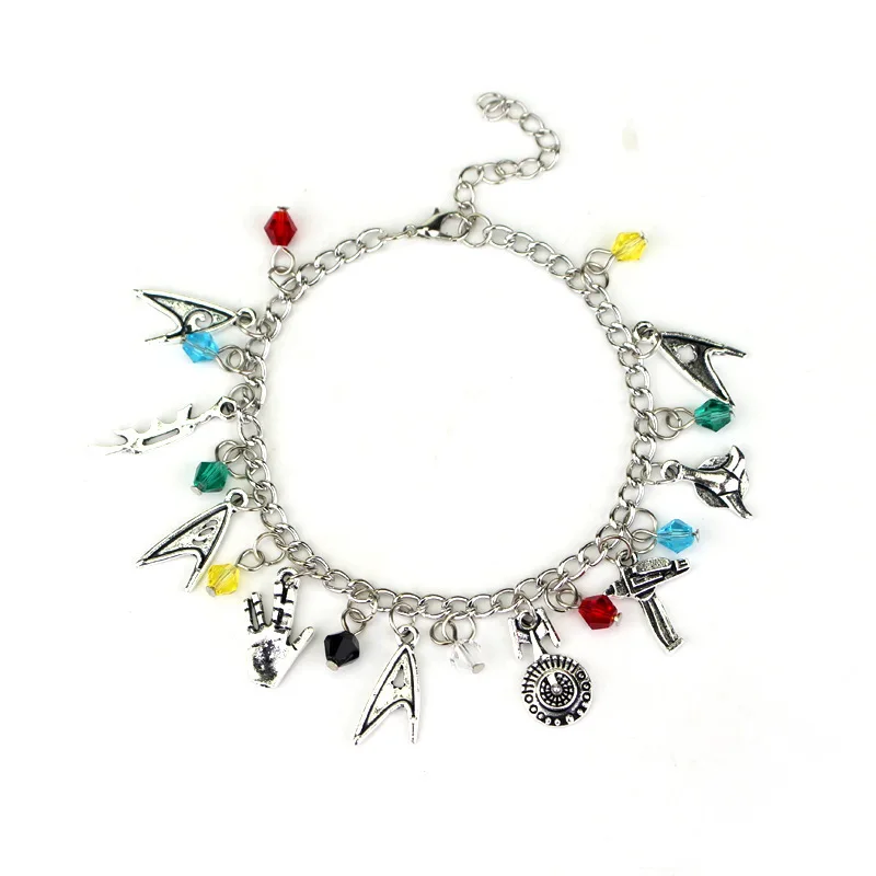 Pulseras con Dijes de Anime Star Trek, Hechas a Mano, con Colgante de Esmalte, Joyería de Dibujos Animados, Accesorios para Mujer, Regalos de Cosplay