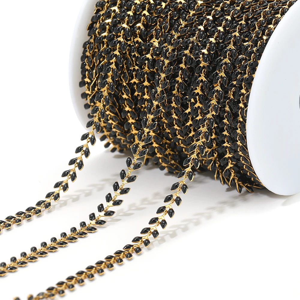 1 Meter Edelstahl-Flachketten in Weißer Emaille für DIY-Schmuckherstellung, Ohrringe, Armbänder, Halsketten-Zubehör – Detail 8