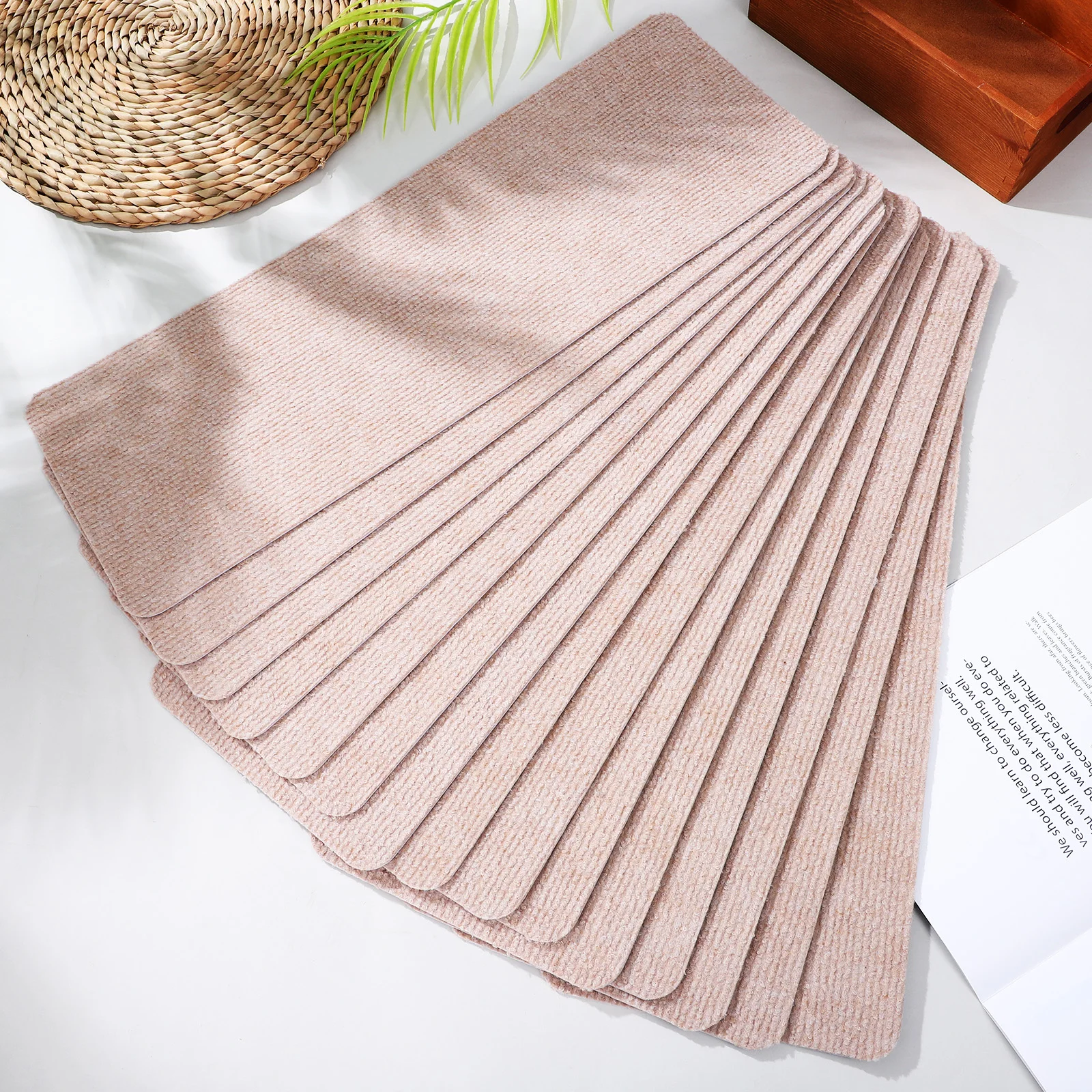 

15 Pcs slip TPR Self adhesive Floor Mat Stair Treads Non Stair Treads slip Indoor Carpet Bathroom Staircase Runner