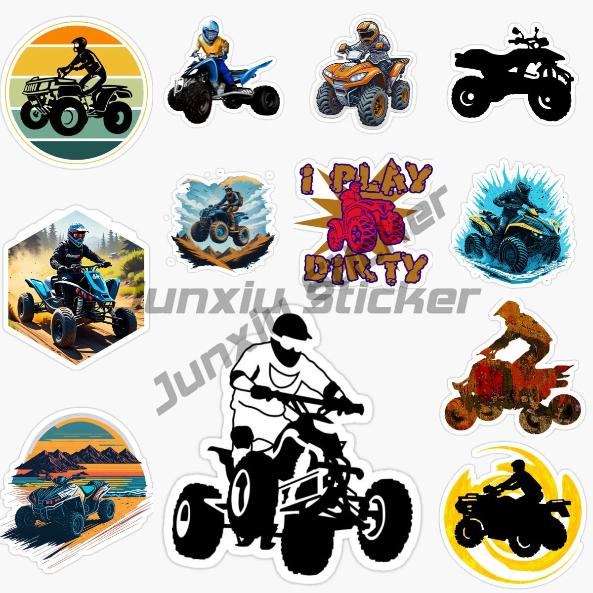 

All Terrain Vehicle ATV Enterprise Car Stickers, Cartoon Warning Signs, Graphic Helmet Simple and Cool Car Accessories Decals