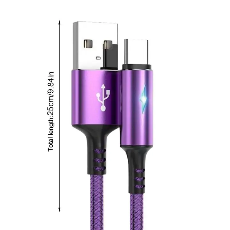 USB-C-Ladekabel Schnell ladekabel Typ-C-Nylon mit LED-Licht Schnell ladekabel für Telefon und Laptop Auto-Off-Typ-C