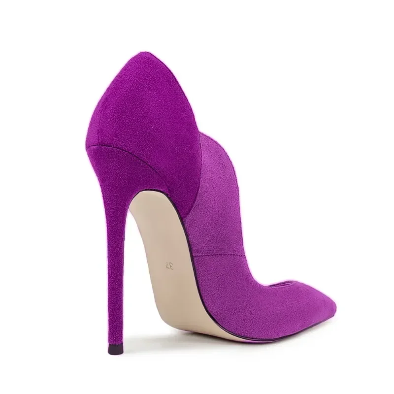 حذاء زفاف نسائي من جلد الغزال بتصميم أوروبي لربيع وصيف 2025 - حذاء زفاف أنيق متدرج من الخنجر ومقدمة مفتوحة