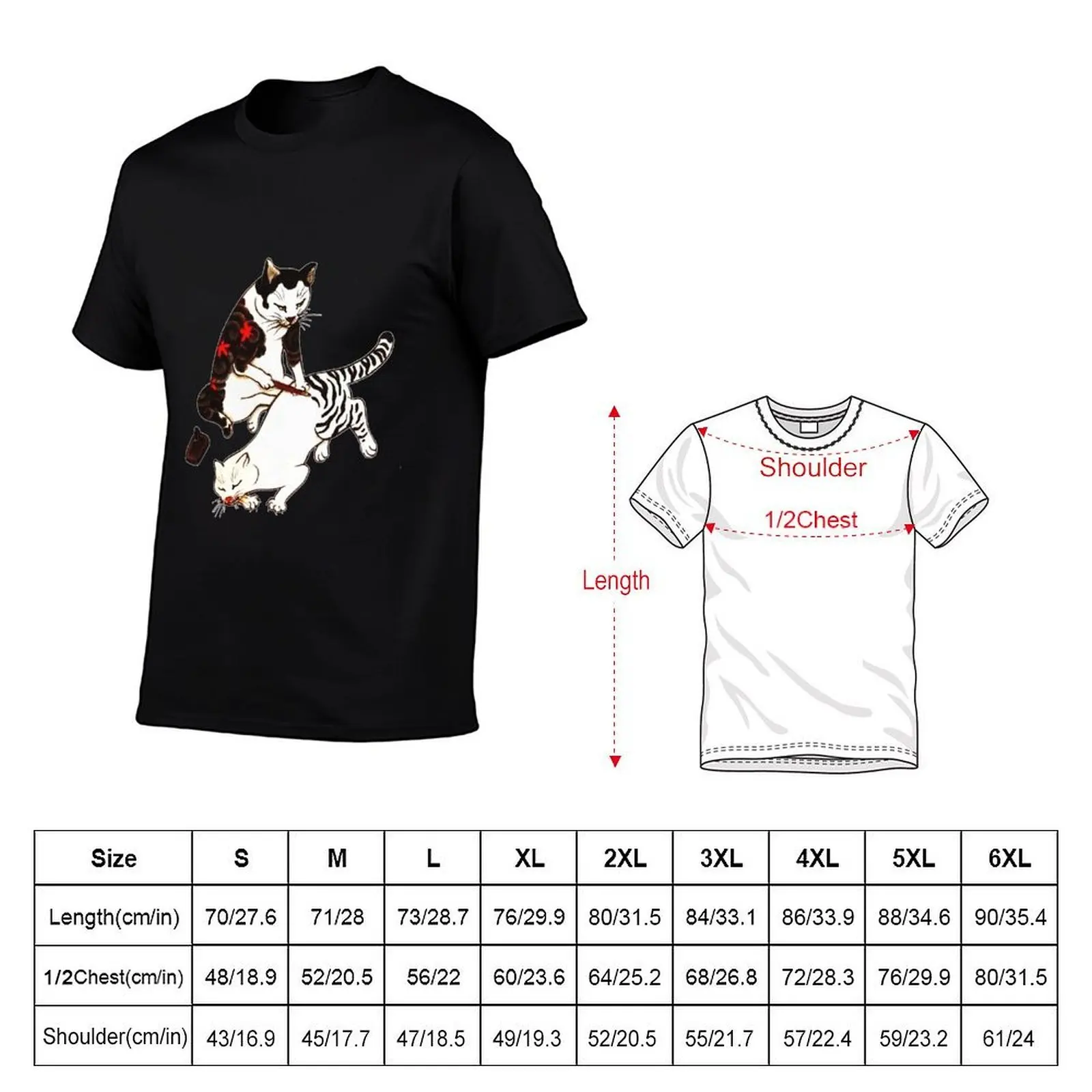 Tebori Monmon Cats, Cats Tebori Monmon T-Shirt, Summer Casual Cotton Tee, Oversized Streetwear Tops, Vintage Graphic Print
