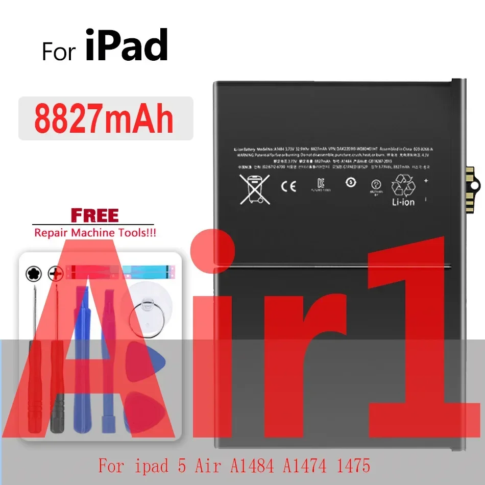 A1484 A1547 A1664 Tablet Battery For iPad 5 6 Air Air2 Pro 9.7 A1474 A1475 A1566 A1567 A1673 A1674 A1675 Battery High Capacity