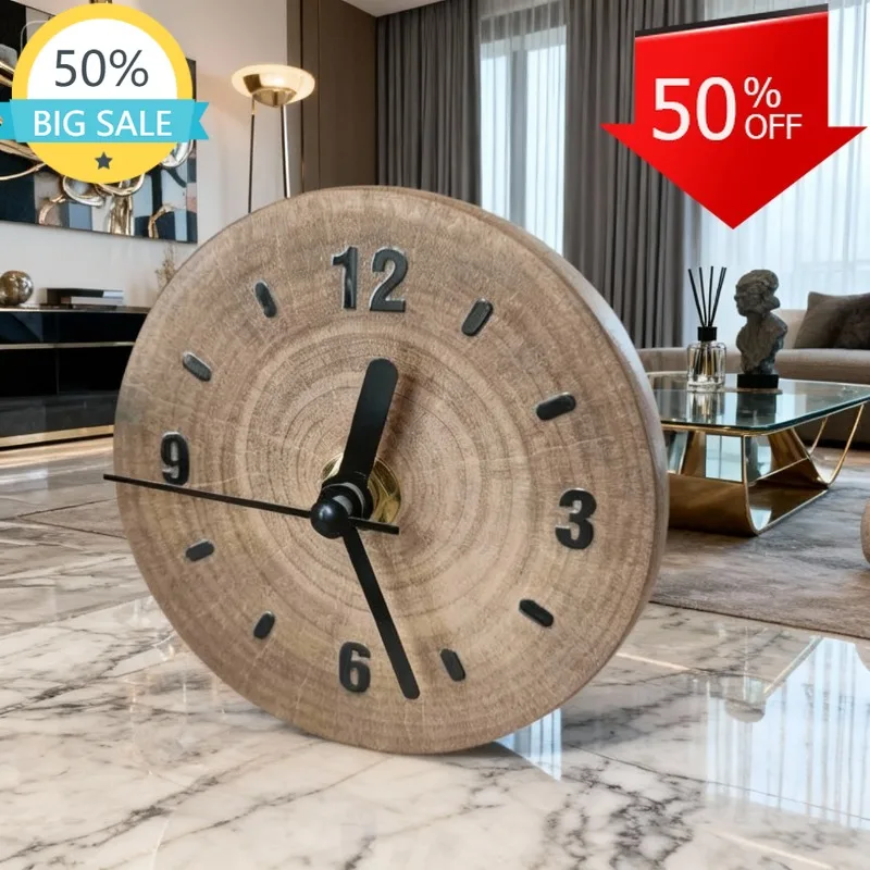 Solid Wood Simple Modern Table Clock Creative Living Room Desk Clocks Miniature Nordic Silent Desktop Clocks Decor Accessories