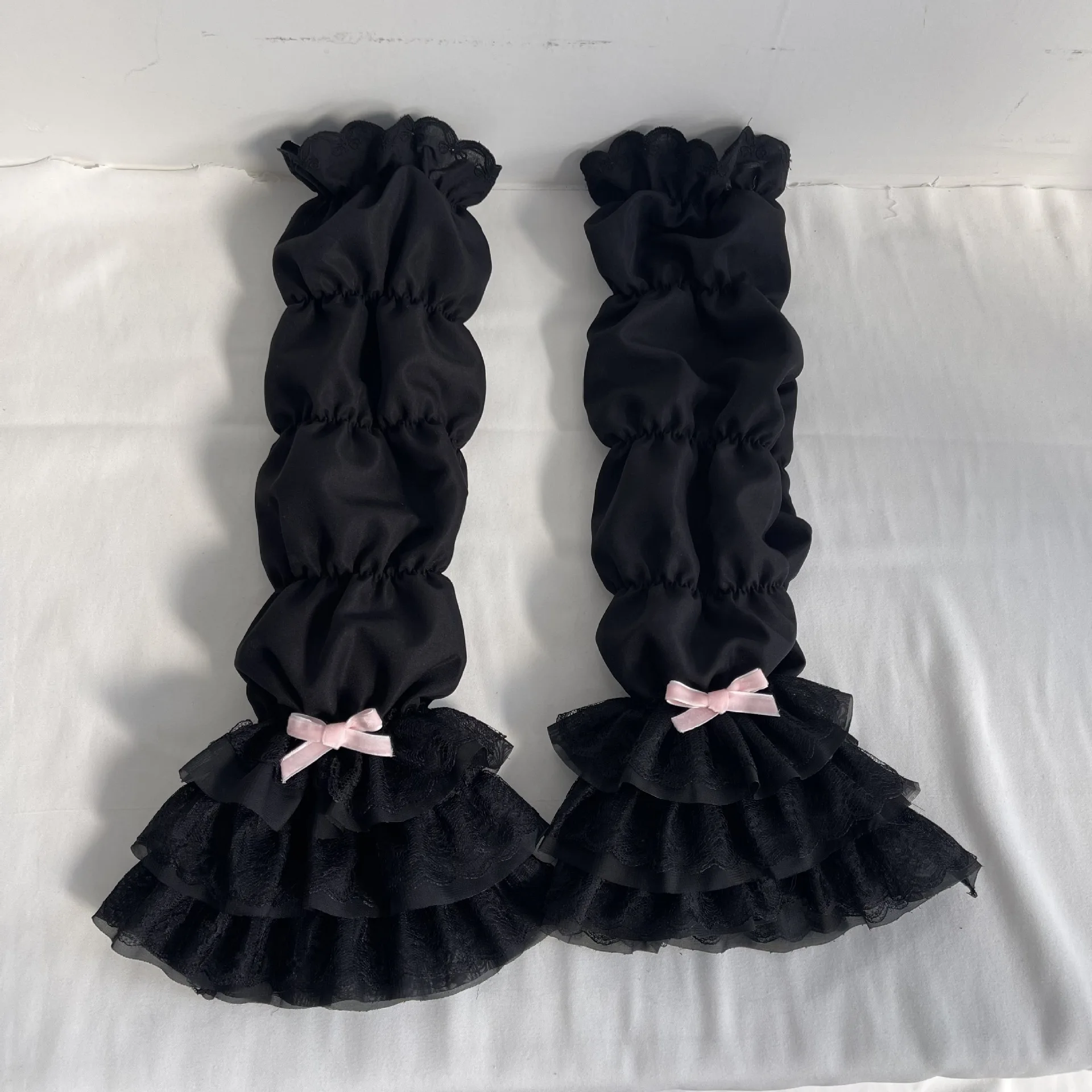 Women's Mittens Japanese Lolita Layered Folded Bow Lace Sweet Fashionable Kawaii JK Gloves High Quality Versatile Sleeves