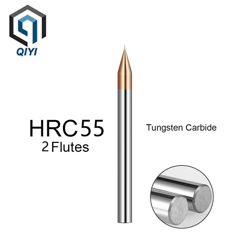 HRC55 0.1-0.9mm Micro Carbide End Mill 2 Flutes TiAIN Micro Flat 4mm Shank Milling Cutter Carbide CNC Engraving Bit End Mill