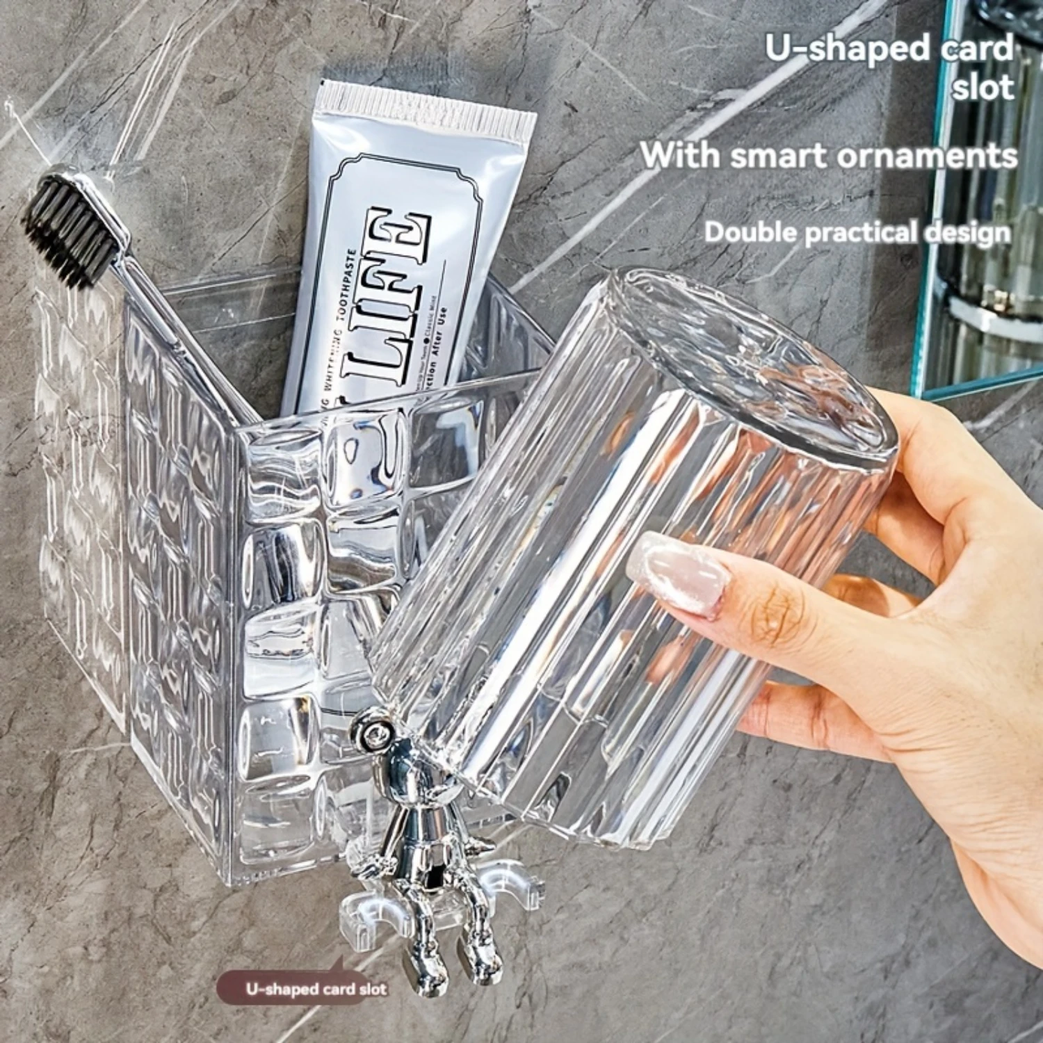 가벼운 고급 칫솔 홀더 천공 구강 세척제 컵 세트 없음 욕실 콘센트 벽걸이 형 칫솔 컵 홀더