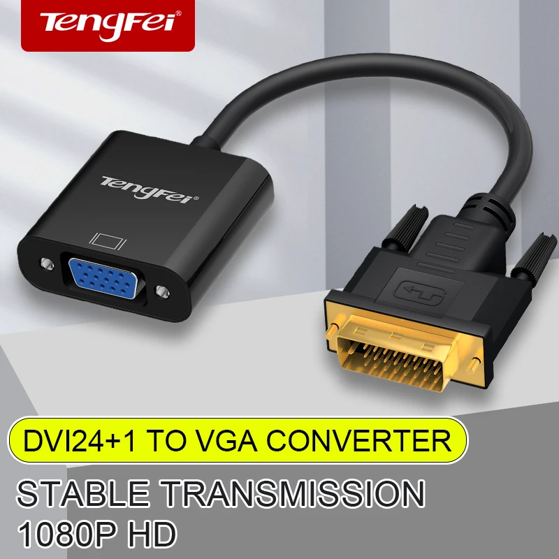 Full HD 1080P DVI-D DVI To VGA Adapter Video Cable Converter 24+1 25Pin to 15Pin Cable Converter for PC Computer Monitor