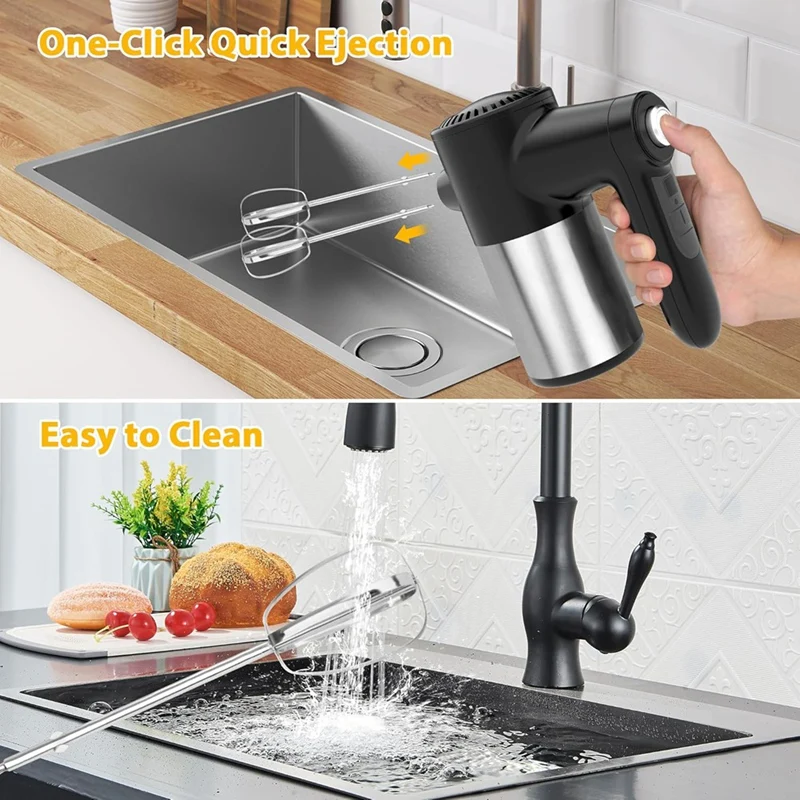 

Stainless steel mixer Cordless Hand Mixer,Digital Display 7 Speed Rechargeable Electric with 4 Stainless