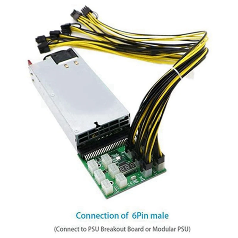 8 Pcs 6 Pin PCI-E To 8 Pin(6+2) PCI-E (Male To Male) GPU Power Cable 50Cm For Image Cards Mining Server Breakout Board