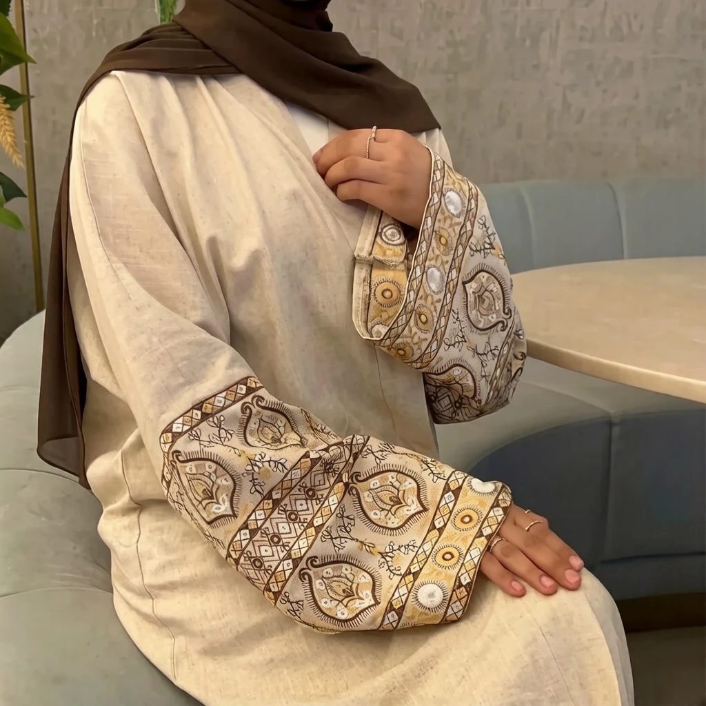 

Роскошное вышитое платье-абайя из Дубая для мусульманок, скромный кардиган для Рамадана, исламский праздничный наряд, турецкий кафтан-роба