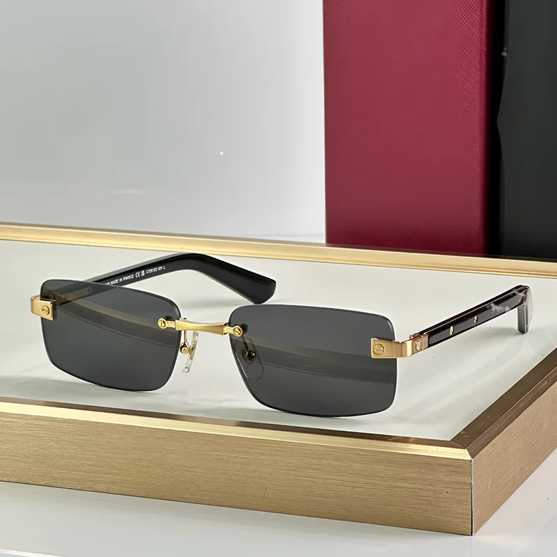 

Оригинальные безободковые солнцезащитные очки High Street Black Gold для мужчин, дизайнерские, ручной работы, класса люкс, из бесшовного ацетата