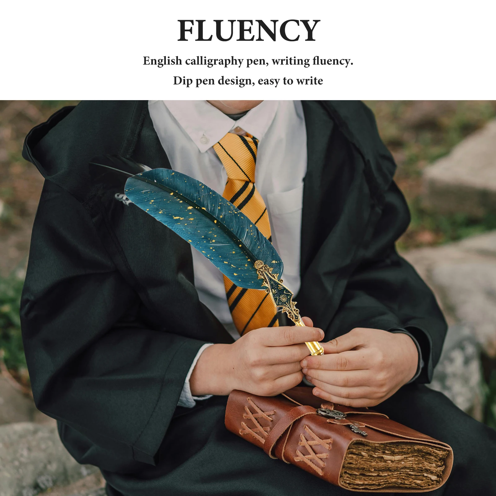 1세트 빈티지 디자인 깃펜 세트 교체용 팁 부드러운 필기 서예 연습 휴대용 만년필 사무용