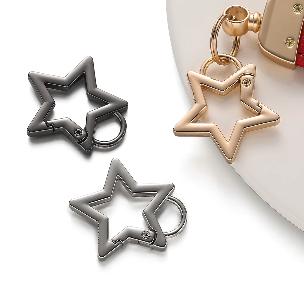 

5pcs Pentagram Metal Ring Spring Clasp Star Shape Clasp Connection Buckle for DIY Jewelry Making Keychain Pendant Accessories