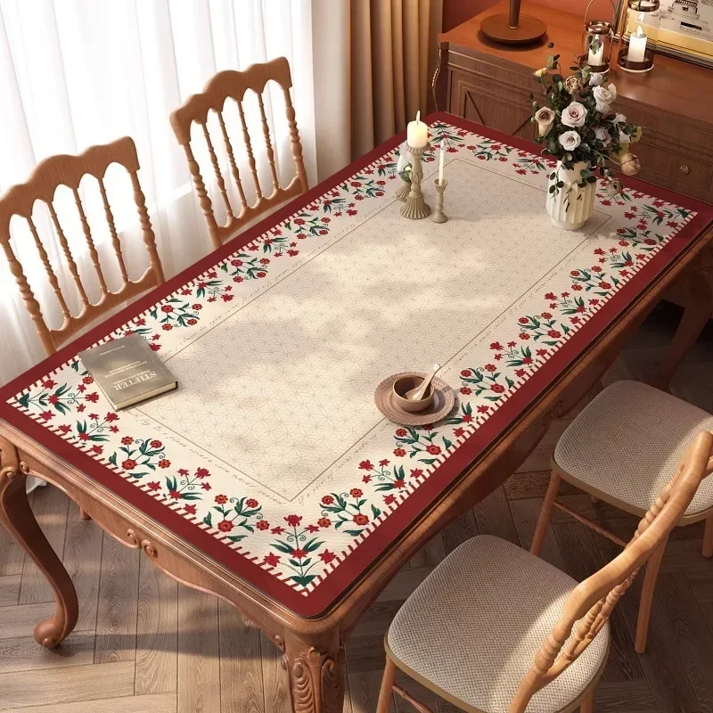 Dining Table Mat Waterproof Tablecloth Oil-proof Anti-fouling Desk Mats Yellow American Retro Style Home Decoration Tablecloths