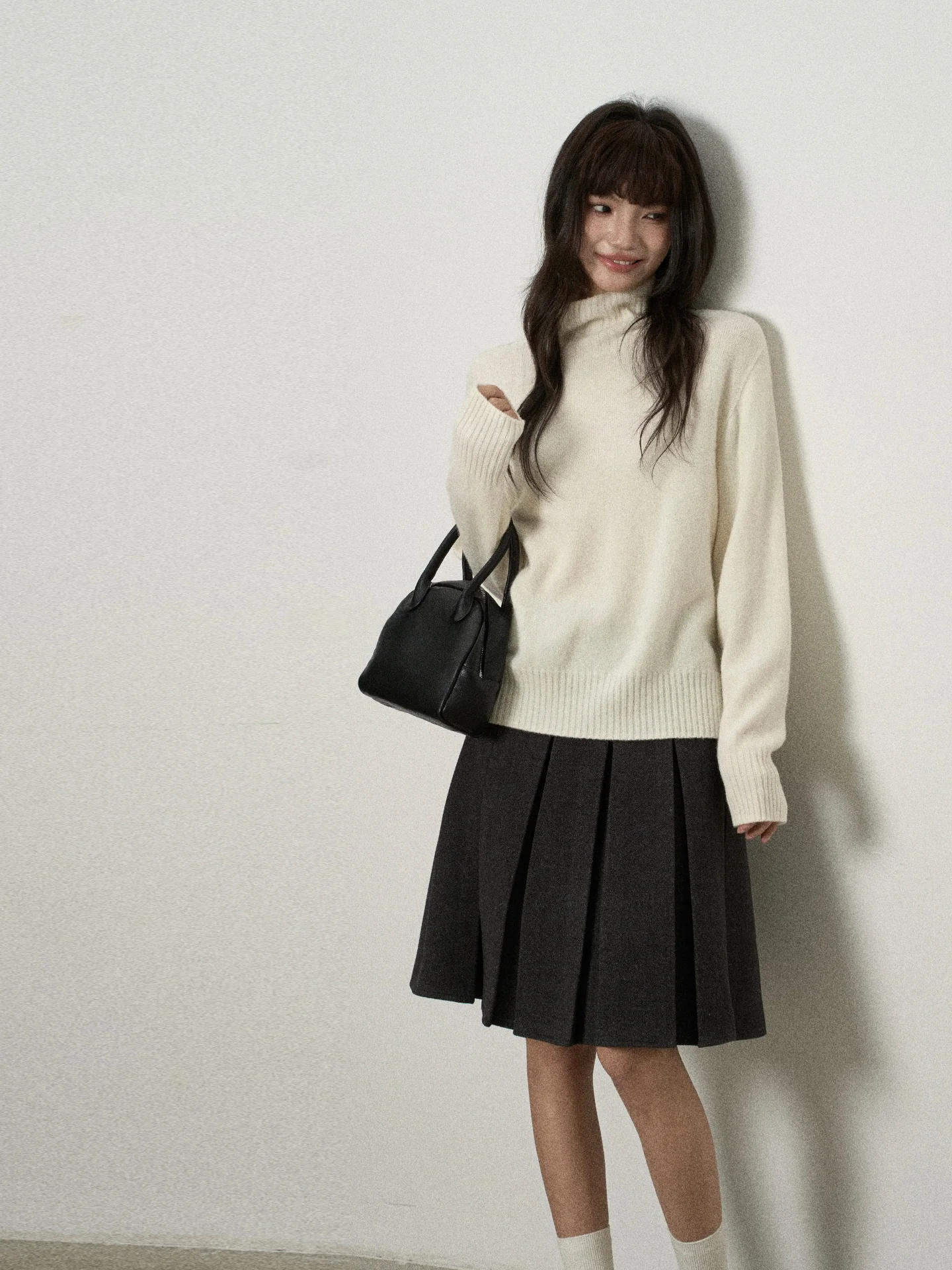 

Flower7 Women's Woolen Knitted High Collar Sweater Casual Pure Color Korean Sle Long Sve Winter Faion Ladies Top