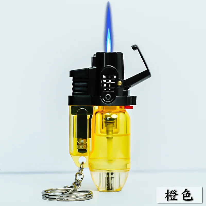 Mini Keychain Transparent Oil Compartment Direct Injection Small Gun Butane Inflatable High-grade Boutique Windproof Lighter