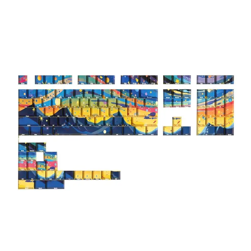 

AED6-Starry Skys Cherry Колпачки для клавиш Материал PBT Боковые буквы Dye-Sub Колпачки для клавиш для механической клавиатуры Układ ISO ANSI