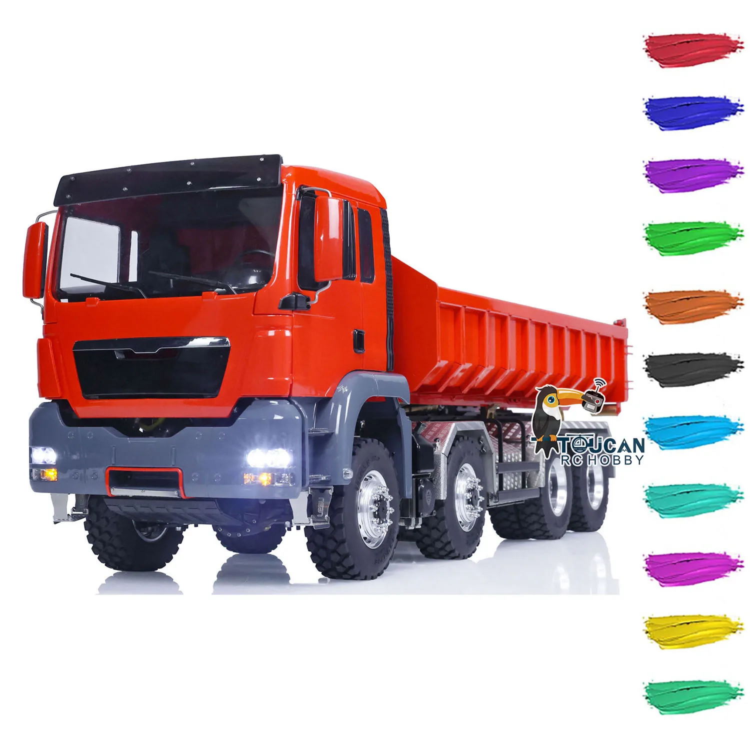 

LESU 1/14 TGS Hydraulic Metal Dumper Truck 8*8 RC Roll On/Off Tipper Servo Painted Model Toy THZH0477