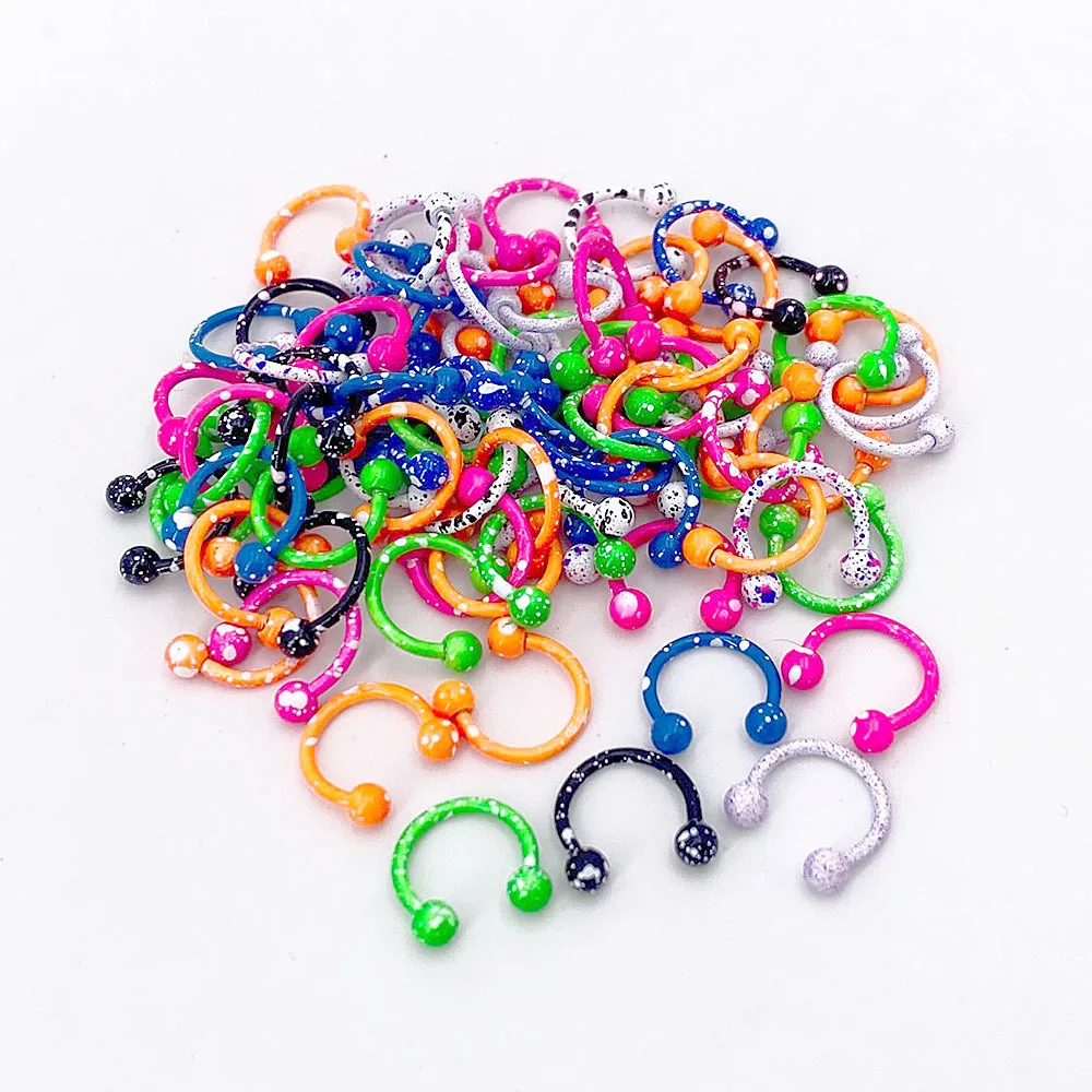 10pcs Colorful Nose Ring Septum Piercing Hoop BCR Stainless Steel Lip Cartilage Earring Stud Circular Ear Horseshoe Body Jewelry