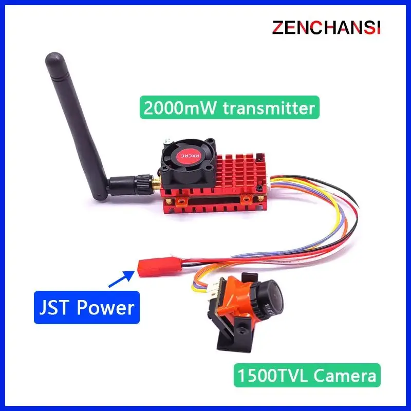 Long Range 5.8G 2W FPV Wireless VTX Transmitter Built-in Microphone and 2.1mm CMOS 1500TVL fpv camera for RC Playing Part