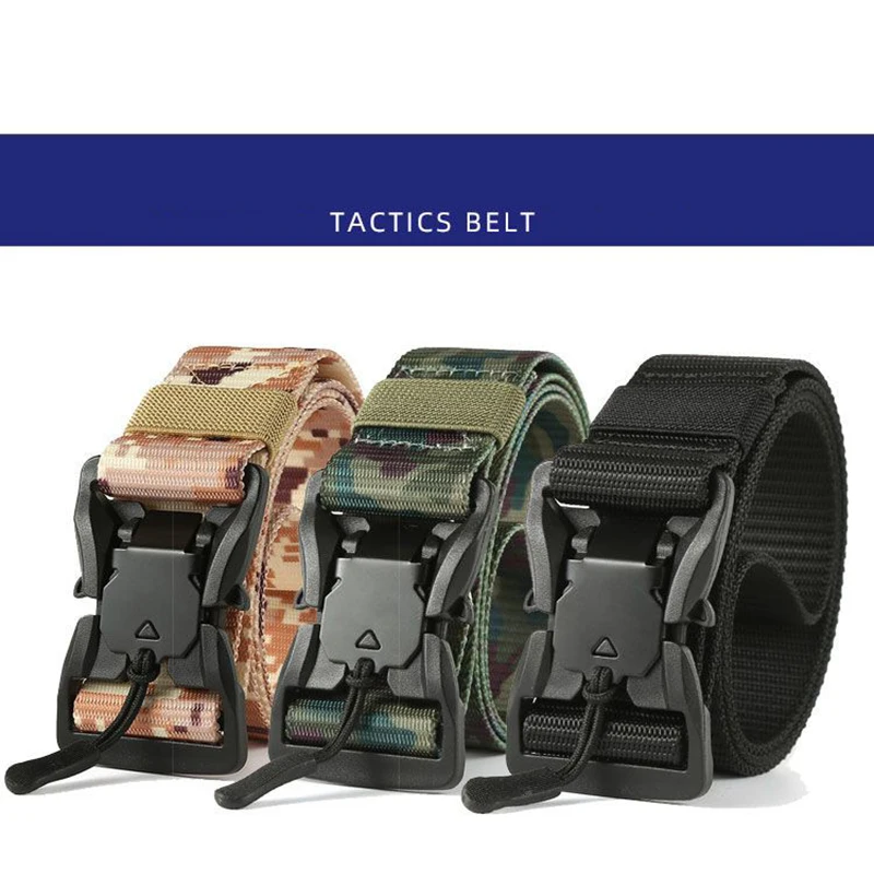 Buckle Training Hunting Climbing Camping Molle Belt 125cm Camouflage Tactical Belt Nylon Military Army Belt Outdoor Magnetic