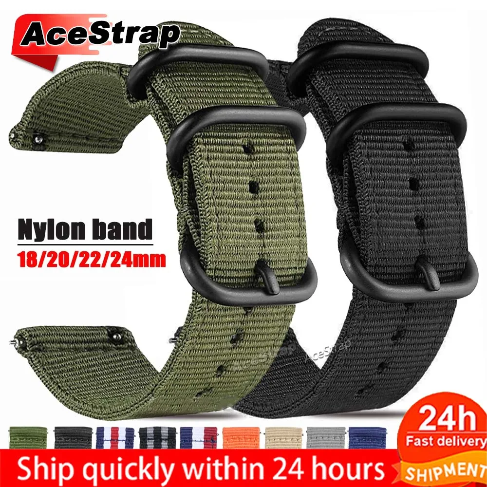 Sport Nylon Band 18mm 24mm 22mm 20mm for Samsung Galaxy 40mm 44mm Classic Gear for Omega Women Men Bracelet for Huawei WatchBelt