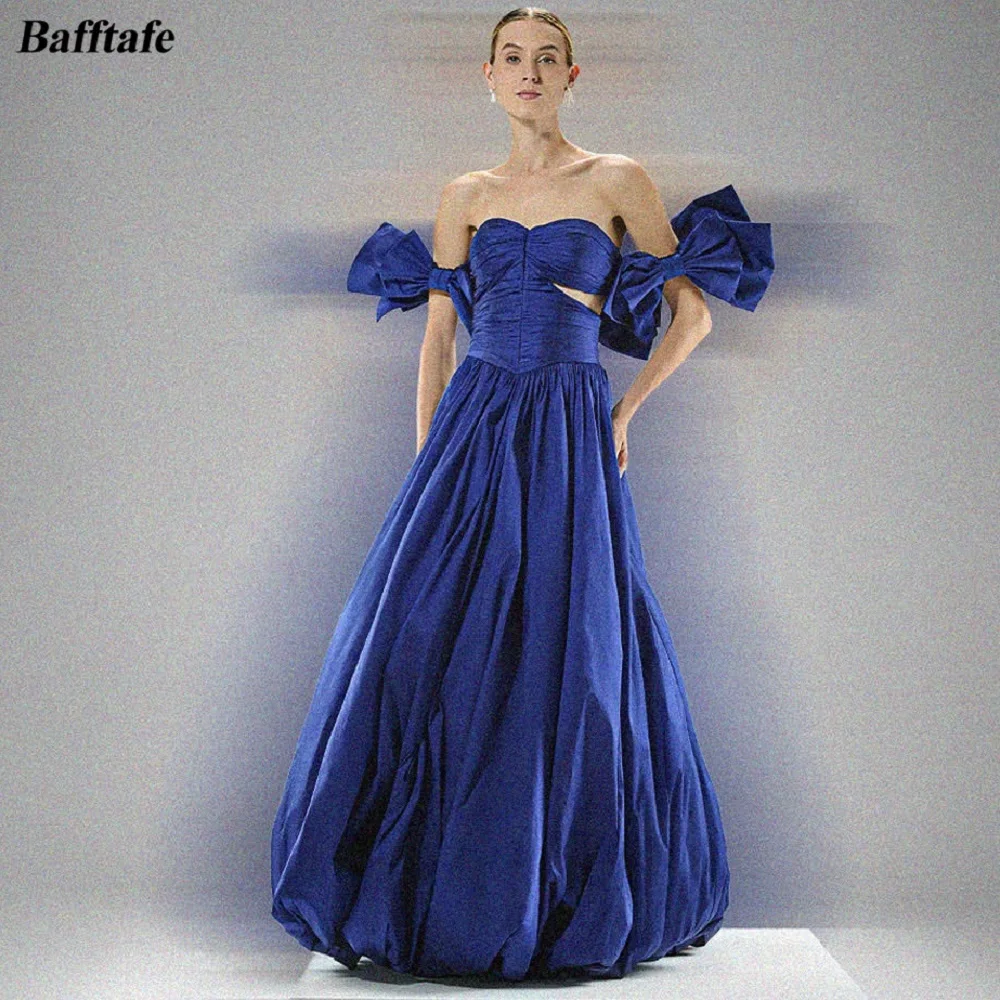 

Bafftafe Customized Royal Blue Taffeta Women's Prom Dresses Bow Pleated A Line Formal Occasion Party Special Evening Gowns 2026