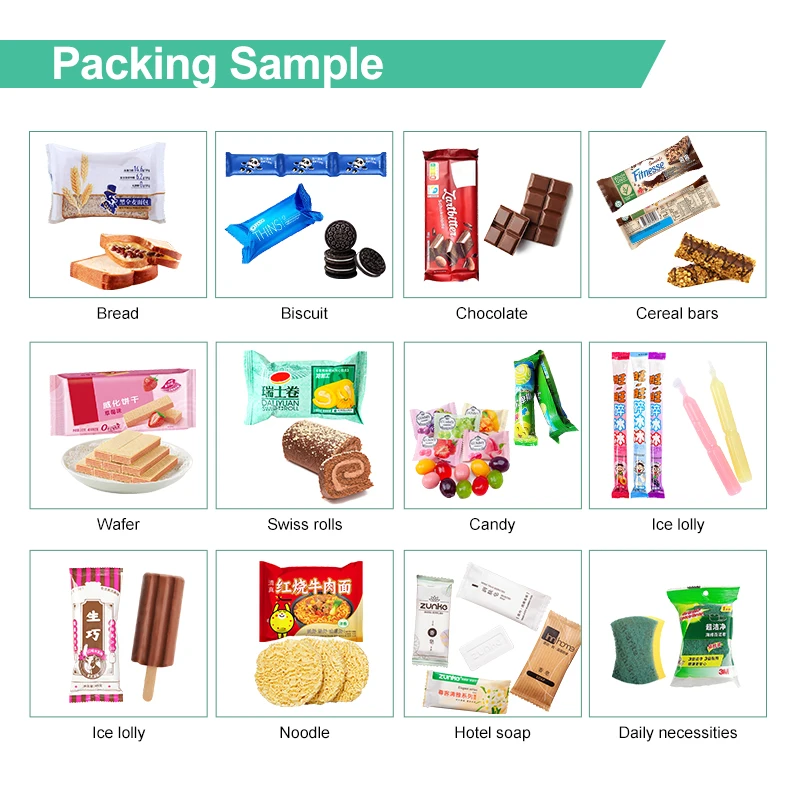 Horizontal biscuit cracker flow wrapping packaging machine manufacturers packing machine for chocolate cheese bread