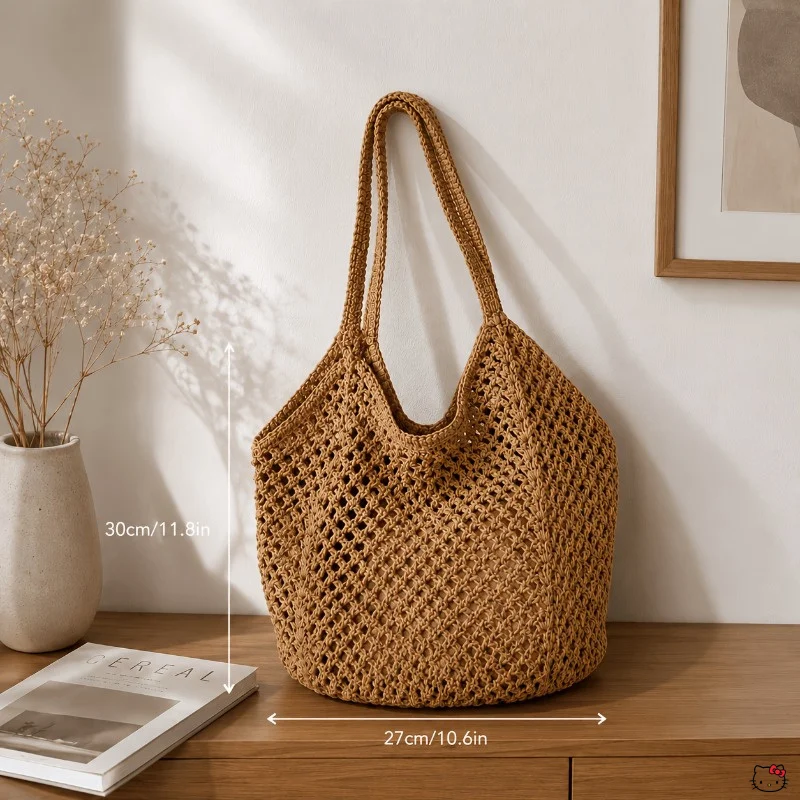 Damen-Tragetasche mit großem Fassungsvermögen – leichte und atmungsaktive Schultertasche, geeignet für Strand, Reisen, Einkaufen und den täglichen Gebrauch, offene Freizeithandtasche, einfach zu tragen, ideal für den Arbeitsweg. – Detail 4