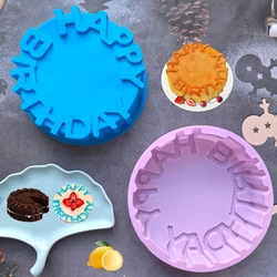1pc Happy Birthday Silicone Cake Plate, 20cm Round Cake Baking Mold Cheese Cake Jelly Pudding Pancake Pizza Pie Bread Baking Ute