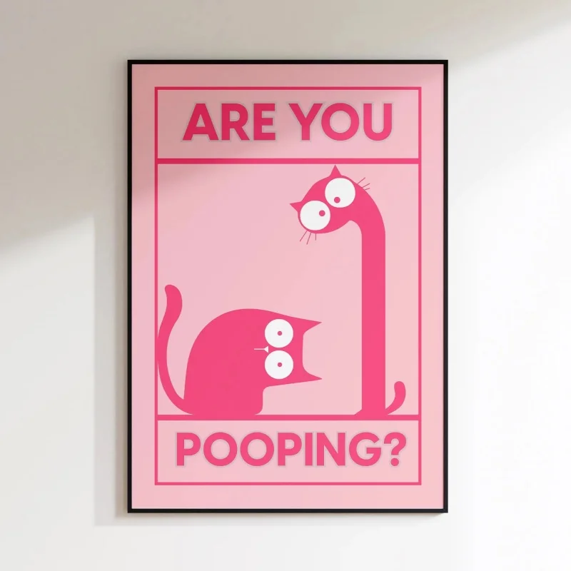 Funny Dog Bathroom Frameless Canvas Wall Poster