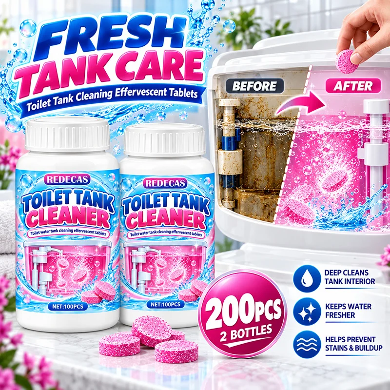 200-Pack (2 Boxes X 100) Toilet Tank Tablets - Deep Cleans Tank, Prevents Stains & Buildup, Freshens Water, for Ceramic Toilets