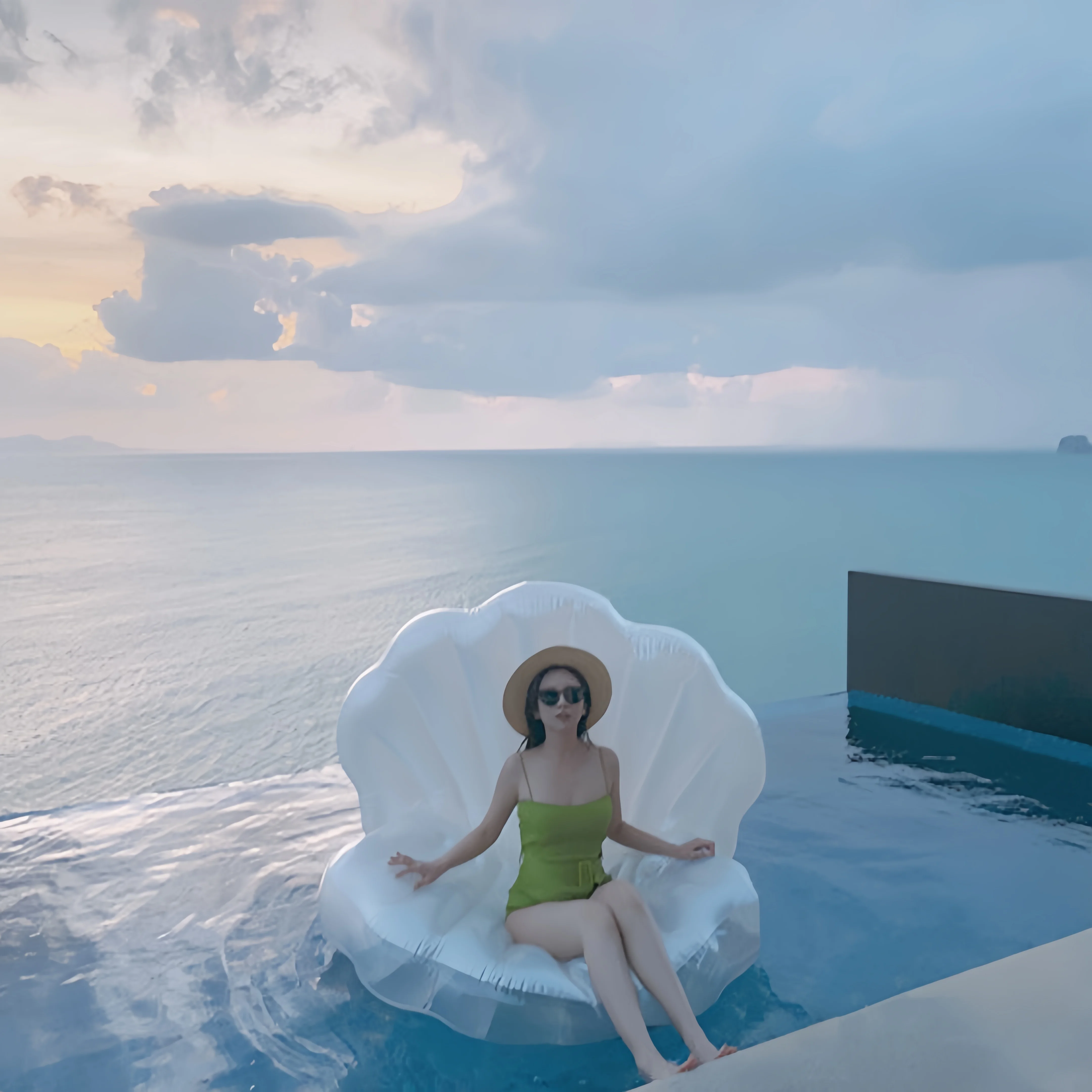 Giochi divertenti in acqua estiva Nuoto in piscina Festa Letto galleggiante Materasso galleggiante gonfiabile in PVC Nuovo stile Tappetino gonfiabile reclinabile a conchiglia