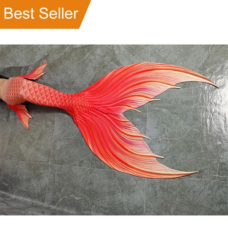 Orange Beautiful Colour Custom Made Plus Size Adult and Kid size Mermaid Tail Skin Club Sexy Bikini Swimsuit Fin With Top Bra