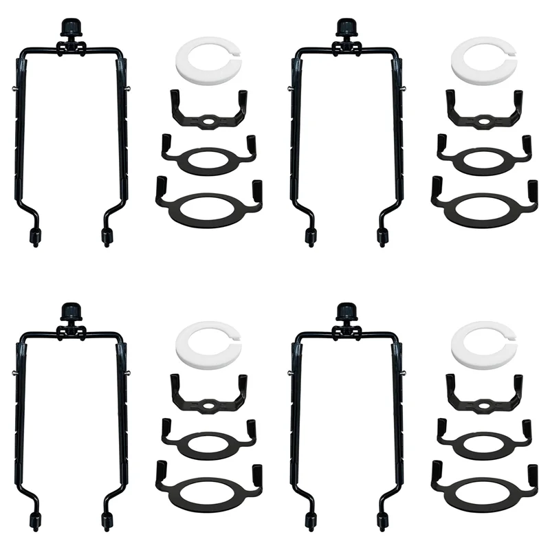 

B48A 4 шт. 7-дюймовый абажур, держатель арфы, регулируемый комплект арфы для лампы E14, E26, E27, адаптер для цоколя света, черная рамка с рогом