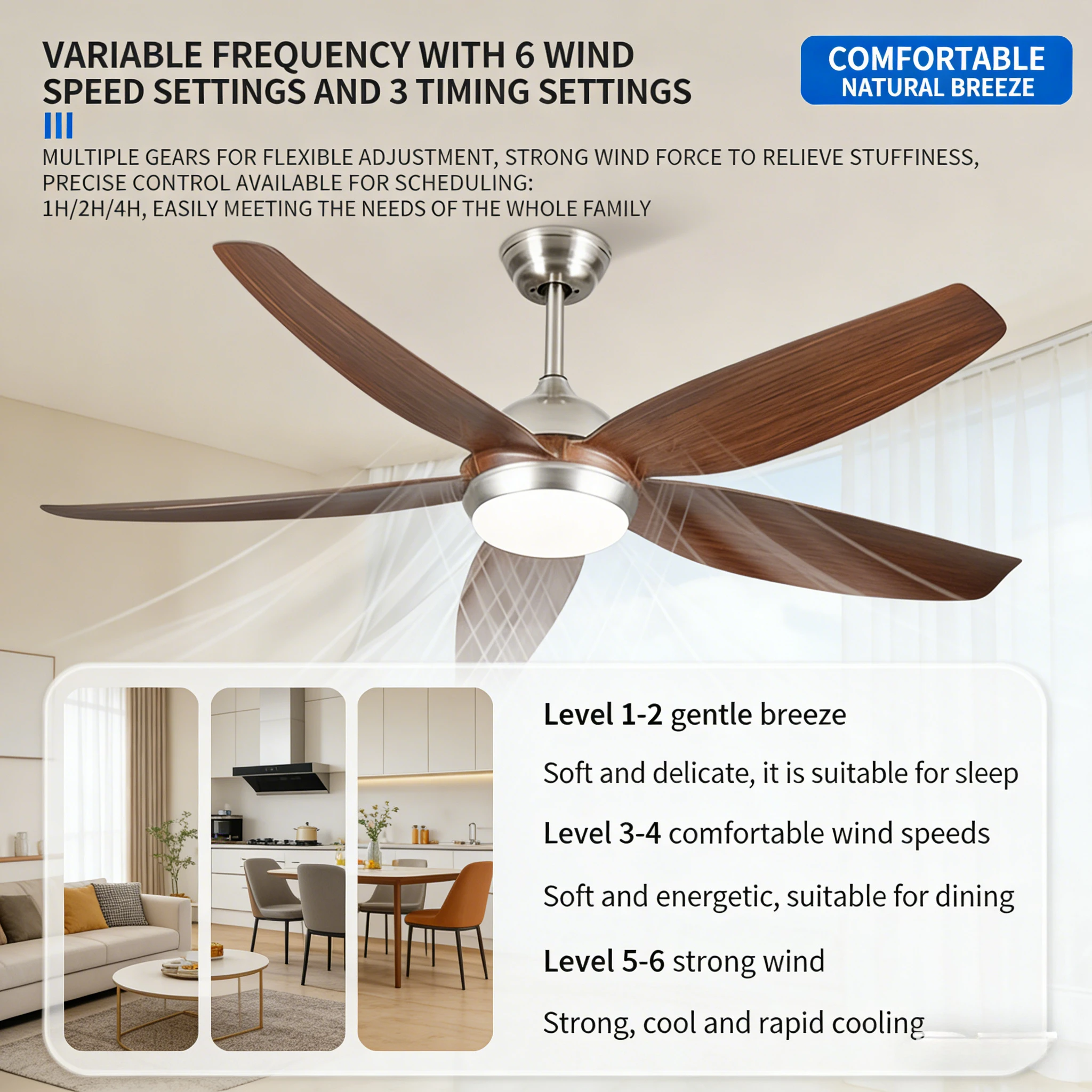 Modern minimalist fan light for living room and bedroom with integrated light strip and fan, Italian-style electric ceiling fan