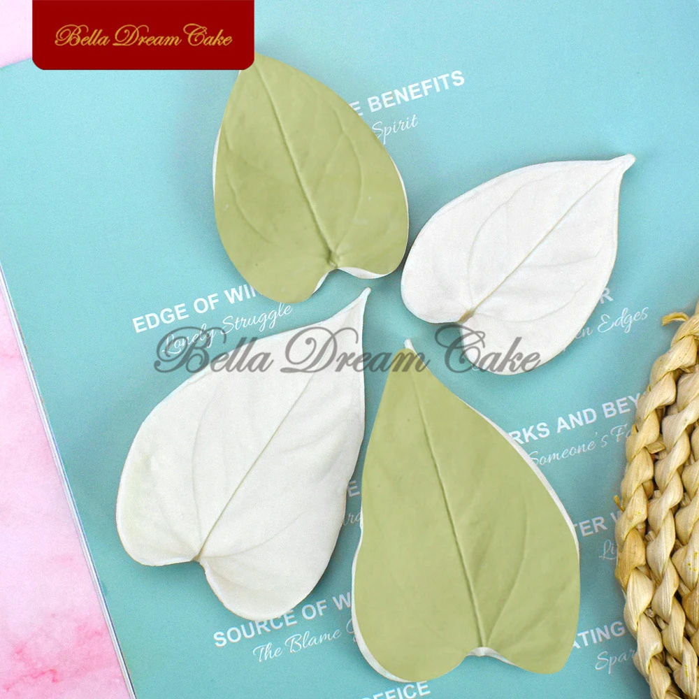 4pcs/Set Anthurium Leaf Sugarcraft Silicone Veiner Mold DIY Handmade Fondant Flower Clay Mould Cake Decorating Tools Bakeware